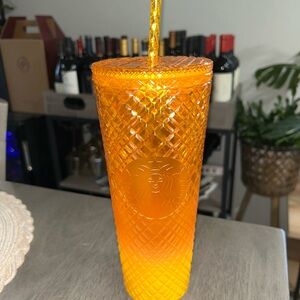 Orange Starbucks Tumbler with Straw